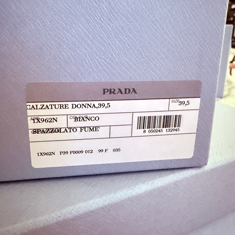 Prada 1X962N Women White/Black Leather slingback sandals shoes size 39.5 US 9.5 - Picture 11 of 14
